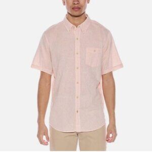 NWOT Weatherproof Vintage Mens XL Linen Blend Short Sleeve Button-Down Shirt